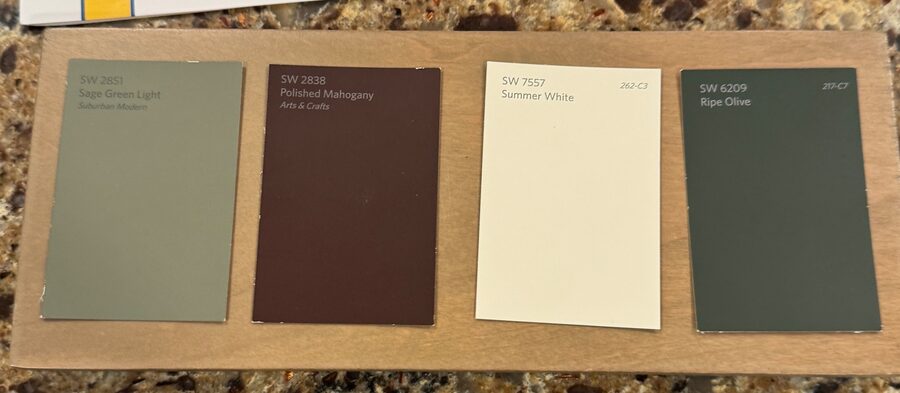 Sherwin-Williams paint swatches for Camp Kudzu